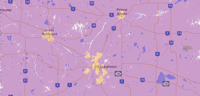 SaskTel Coverage Map. Click for interactive map.