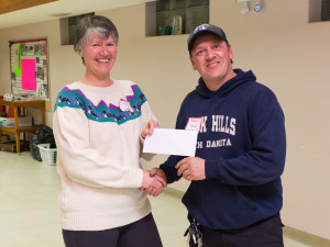 Linda Mushanski (navyguider) Presents $500 cheque to Steve Krieger on behalf of the S.A.G.A.