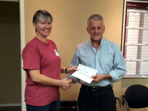 Linda Presenting Cheque to Rosthern Council